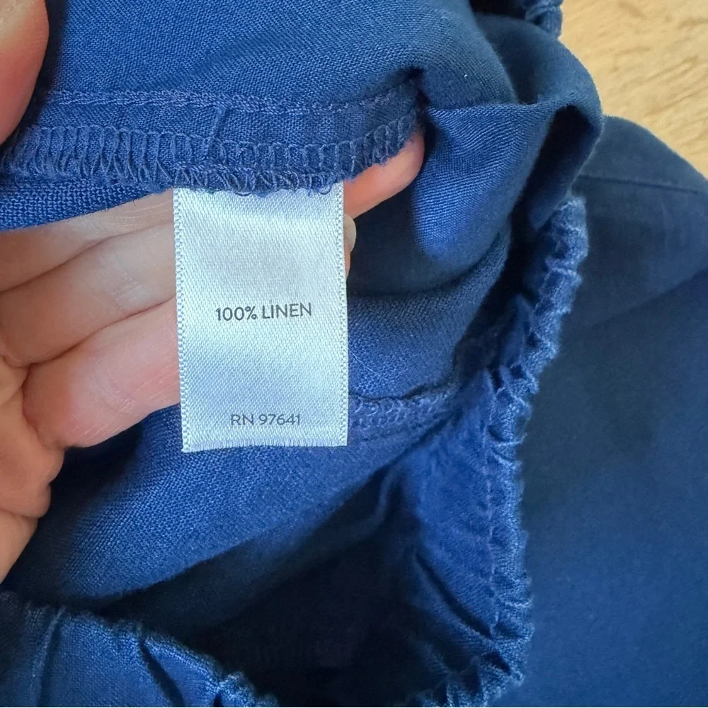 J Jill Love Linen 100% Blue Ink Crop Pants XL Petite Pull On High RiseNWT $89*T7